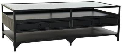 Loft Black Metal And Glass Storage Coffee Table