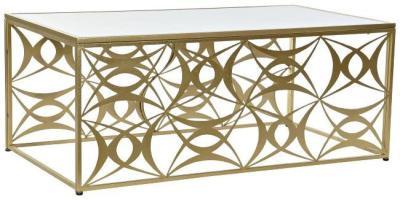 Glam White And Golden Marble Coffee Table