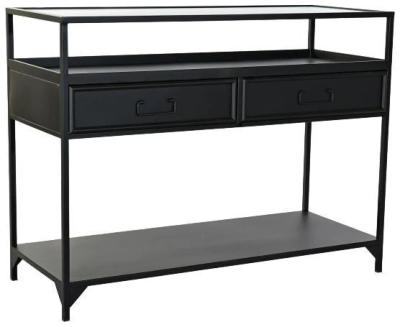 Loft Black Metal 2 Drawer Console Table