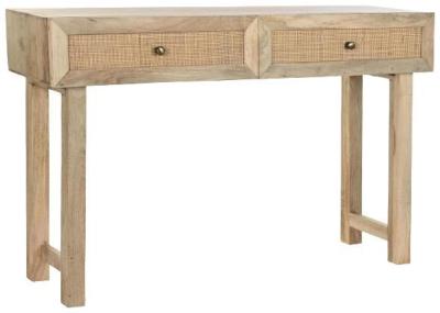 Mango Wood And Rattan 2 Drawer Console Table