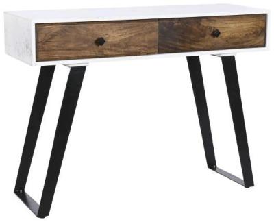 Product photograph of Modern White And Dark Brown 2 Drawer Console Table from Choice Furniture Superstore