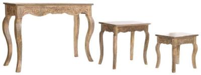 Indian Mango Wood Set Of 3 Console Table