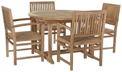 Product photograph of Garden Brown Teak 120cm Round Dining Table Set from Choice Furniture Superstore