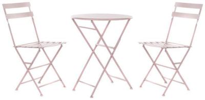 Garden Pink Metal Dining Table Set 2 Chair