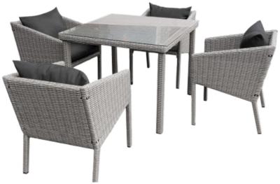 Ranchi Garden Grey Rattan Dining Table Set 4 Chair