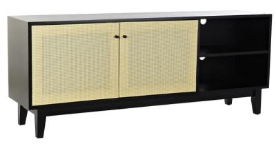 Balinese Black Wood And Rattan 160cm Tv Unit