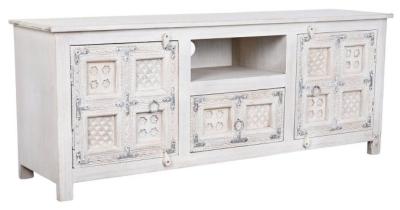 Oriental White Mango Wood Tv Unit