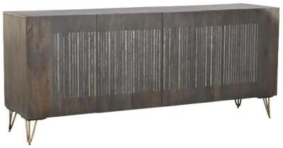 Boho Brown Mango Wood Large Buffet Sideboard 4 Doors