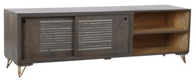 Modern Brown Mango Wood 160cm Tv Unit