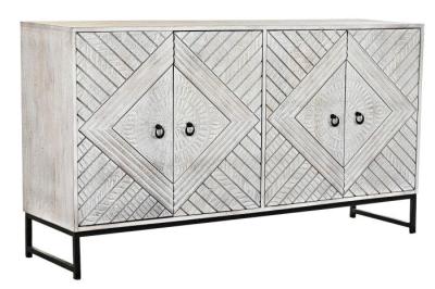 Product photograph of Modern White Mango Wood 155cm Medium Buffet Sideboard - 4 Doors from Choice Furniture Superstore