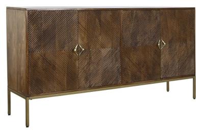 Traditional Brown Mango Wood 170cm Large Buffet Sideboard 4 Doors