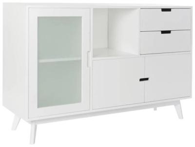 Tropical White Wooden 120cm Small Buffet Sideboard 3 Doors