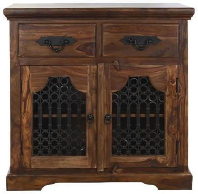 Dark Brown Sheesham 90cm Small 2 Door Sideboard