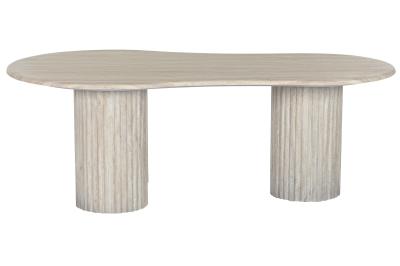 Product photograph of Modern Beige Wood Fluted Base Coffee Table from Choice Furniture Superstore