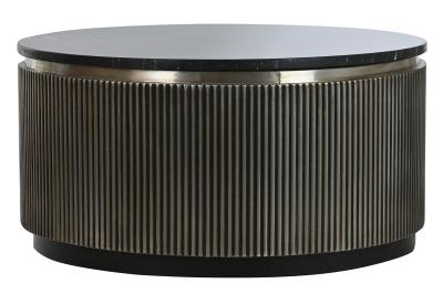 Product photograph of Modern Black Marble Round Fluted Base Coffee Table from Choice Furniture Superstore