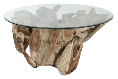 Product photograph of Natural Glass Round 100cm Coffee Table from Choice Furniture Superstore