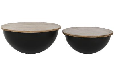 Product photograph of Mango Wood Set Of 2 Round Coffee Table from Choice Furniture Superstore