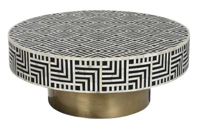 Product photograph of White And Black Bone Round Coffee Table from Choice Furniture Superstore