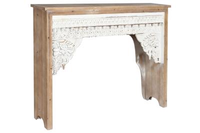 Product photograph of Indian White Wood Carved Console Table from Choice Furniture Superstore