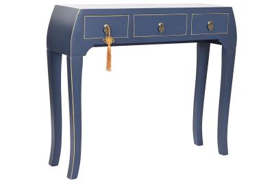 Product photograph of Oriental Blue Wood 3 Drawer Console Table from Choice Furniture Superstore