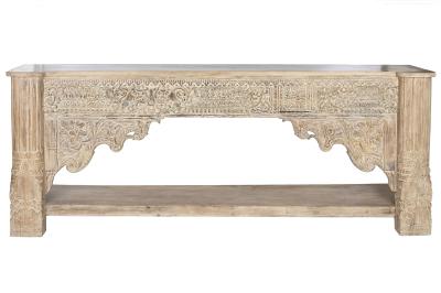 Product photograph of Natural Wooden Large Carved Console Table from Choice Furniture Superstore