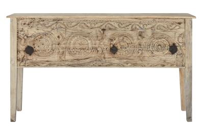 Product photograph of Teak Mango Wood 150cm Carved Console Table from Choice Furniture Superstore