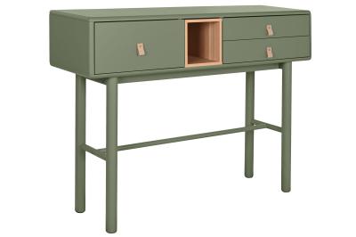 Product photograph of Assam Green Wood 3 Drawer Console Table from Choice Furniture Superstore