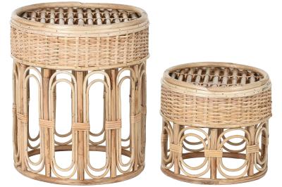 Product photograph of Balinese Set Of 2 Natural Wicker Round Side Table from Choice Furniture Superstore