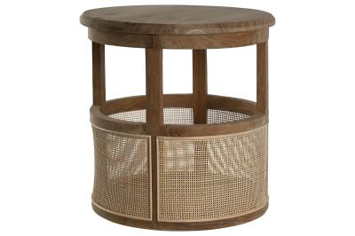 Product photograph of Balinese Teak And Rattan Round Side Table from Choice Furniture Superstore