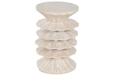 Madera Mungur Carved Round Side Table