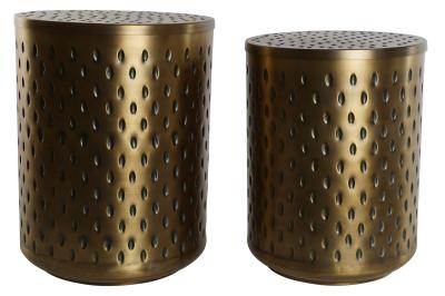 Gold Metal Set Of 2 Round Side Tables