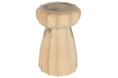 Product photograph of Natural Madera Mungur Carved Round Side Table from Choice Furniture Superstore