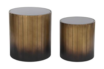 Product photograph of Modern Set Of 2 Black Glass Top Round Side Table from Choice Furniture Superstore