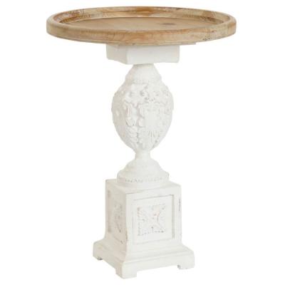 Product photograph of Neoclassic Natural And White Round Side Table from Choice Furniture Superstore