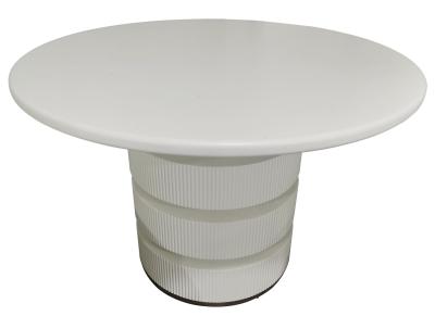 Chic White Wood 4 Seater Round Pedestal Dining Table