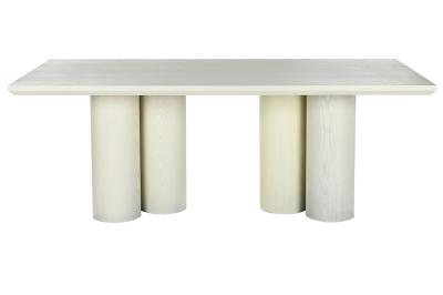 Modern White Granite Wood 8 Seater Pedestal Dining Table