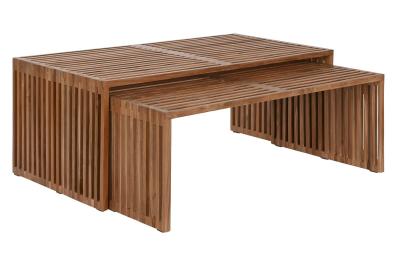 Product photograph of Mediterranean Set Of 2 Natural Teak Coffee Table from Choice Furniture Superstore