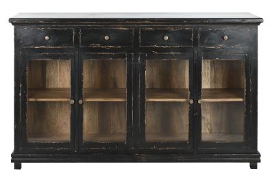 Aged Black Mango Wood 160cm Large Sideboard 4 Doors