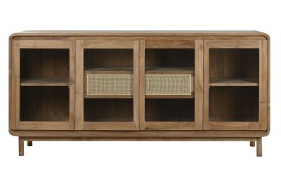 Product photograph of Balinese Teak Glass 180cm Extra Large Sideboard - 4 Doors from Choice Furniture Superstore