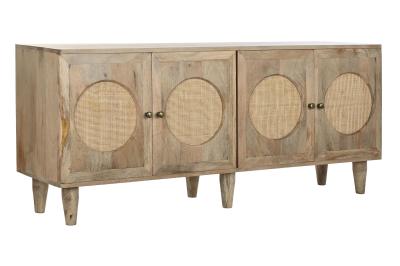 Product photograph of Mango Wood Rattan 150cm Large Sideboard - 4 Doors from Choice Furniture Superstore