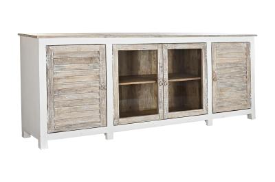 Product photograph of Romantic White Mango Wood Extra Large Sideboard - 4 Doors from Choice Furniture Superstore