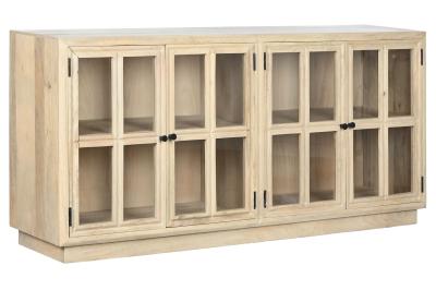 Scandi Mango Wood Glass 170cm Large Sideboard 4 Doors