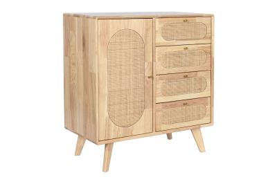 Product photograph of Scandi Rubberwood Rattan Small Sideboard - 1 Door from Choice Furniture Superstore