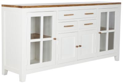 Product photograph of Urban White Mango Wood 180cm Extra Large Sideboard - 4 Doors from Choice Furniture Superstore