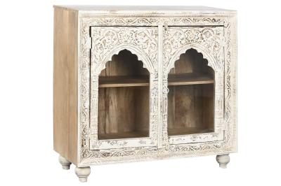 Product photograph of Arabian Carved White Mango Wood Small Sideboard - 2 Doors from Choice Furniture Superstore