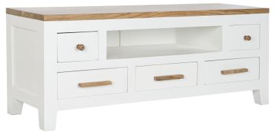 Product photograph of Urban White Mango Wood 125cm Tv Unit from Choice Furniture Superstore