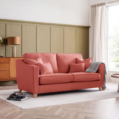 Linnet Coral Fabric 3 Seater Sofa