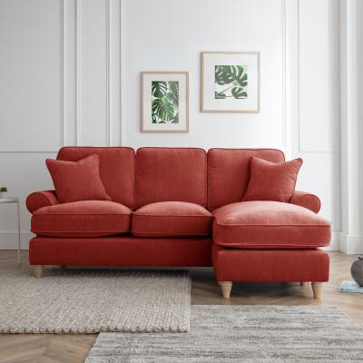 Marigot Apricot Fabric Chaise Corner Sofa Rhf