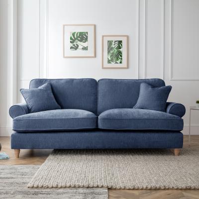 Marigot Navy Fabric 3 Seater Sofa