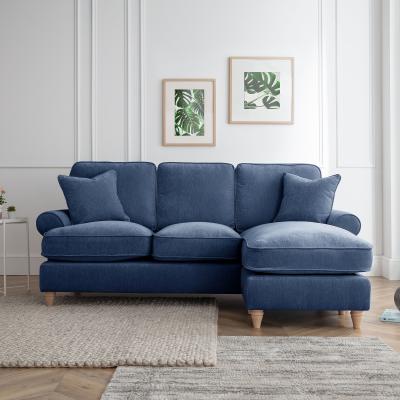 Marigot Navy Fabric Chaise Corner Sofa Rhf